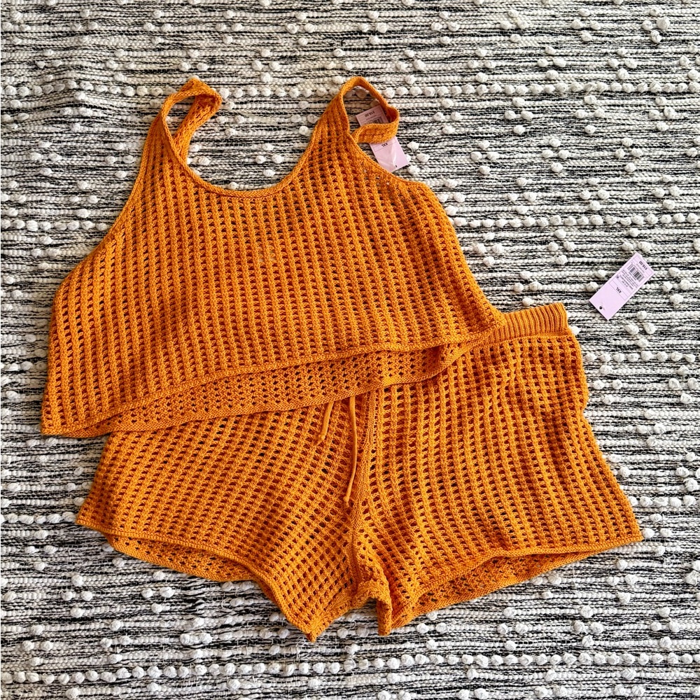 Target Wild Fable Orange Crochet Swim Coverup Set